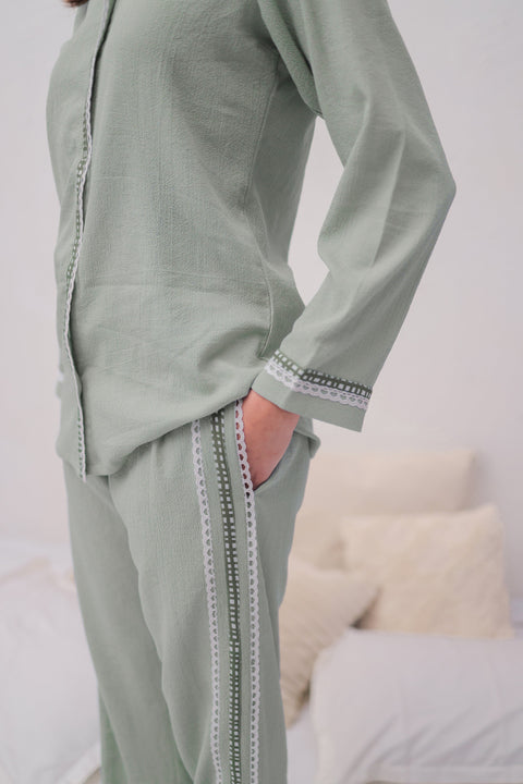 Green Textured PJ Set House of Comfort