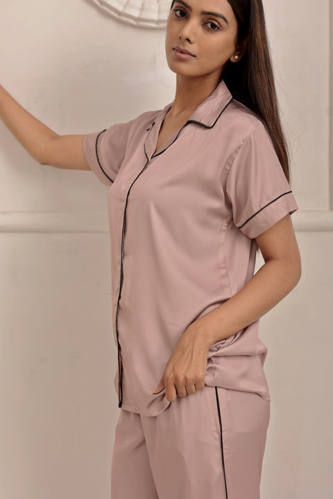 Tan Brown Half Sleeves PJ Set House of Comfort