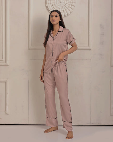 Tan Brown Half Sleeves PJ Set House of Comfort